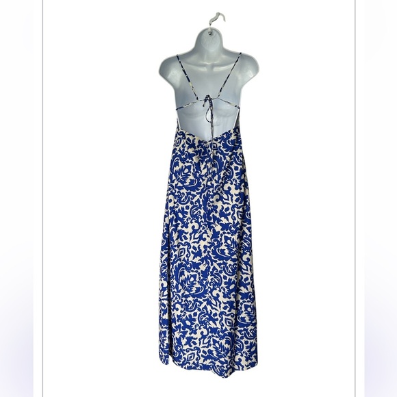 GOA Paris Blue and White Ikat Print  Maxi Dress Cotton Excellent Size M - Picture 4 of 10